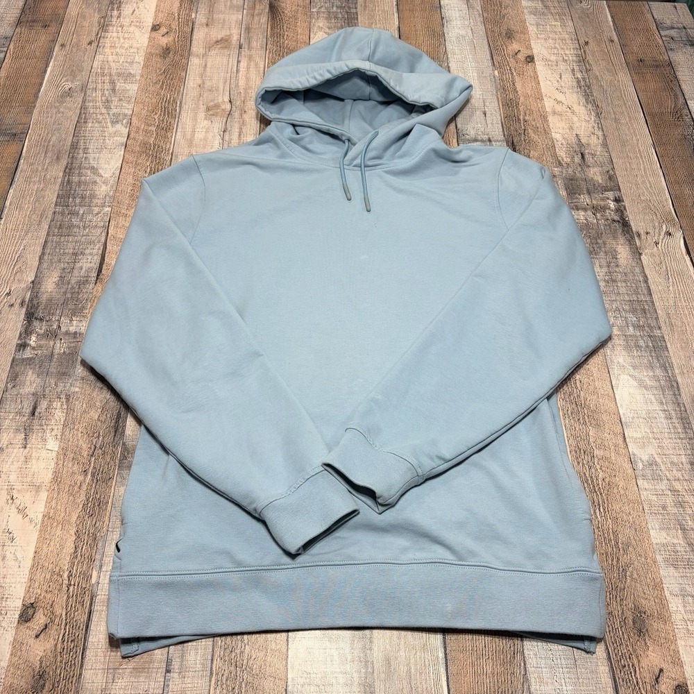 Cuts Split Hem Hoodie Mens M Blue Pullover Performance Drawstring Sweatshirt